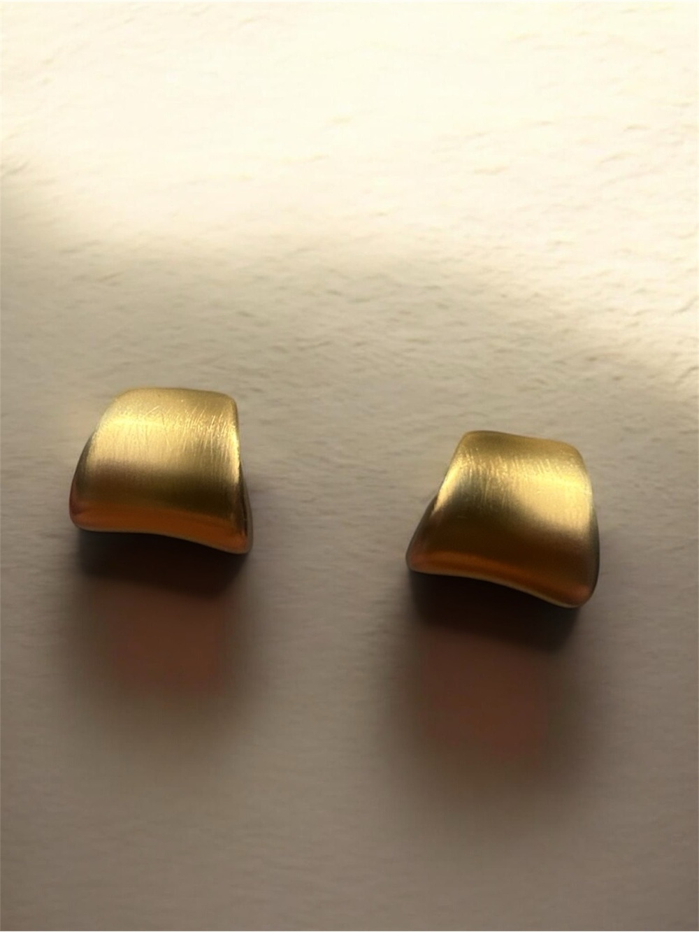 Vintage St. Dougal Signed Brushed Gold Statement Clip On Earrings Deadstock